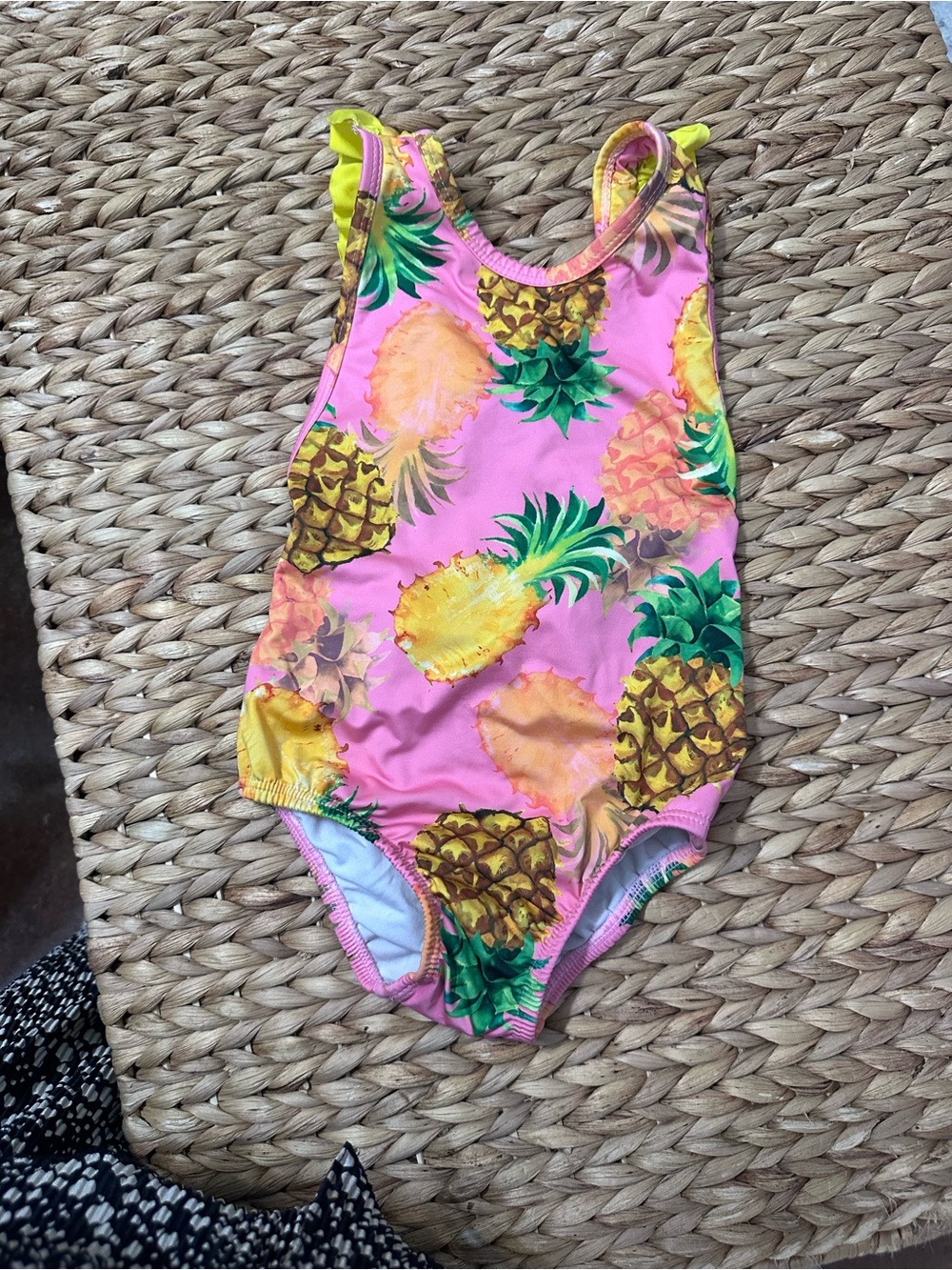 Pink Pineapple Print Girls One-Piece Swimsuit
